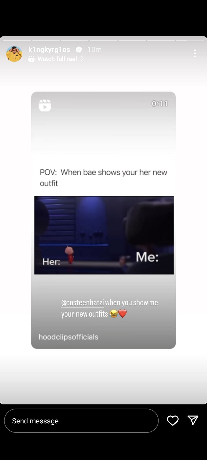 Nick Kyrgios' Instagram story
